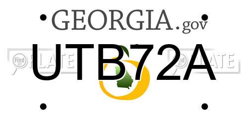 UTB72A Georgia License Plate