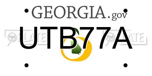 UTB77A Georgia License Plate