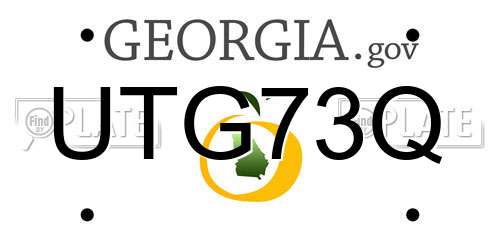 UTG73Q Georgia License Plate