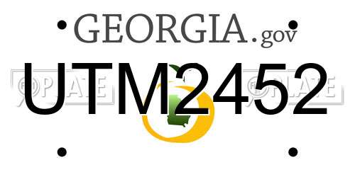 UTM2452 Georgia License Plate