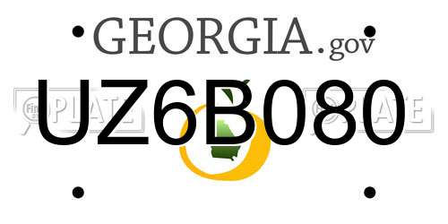 UZ6B080 Georgia License Plate