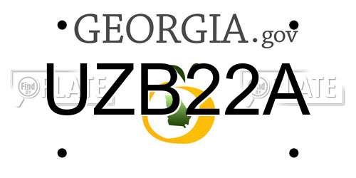 UZB22A Georgia License Plate