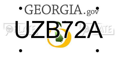 UZB72A Georgia License Plate