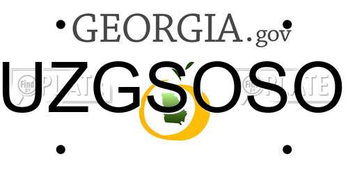 UZGSOSO Georgia License Plate