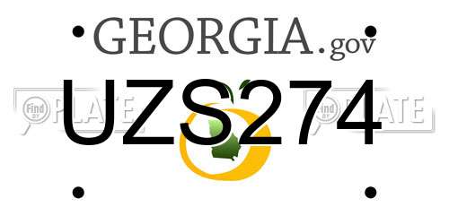 UZS274 Georgia License Plate