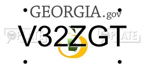 V32ZGT Georgia License Plate