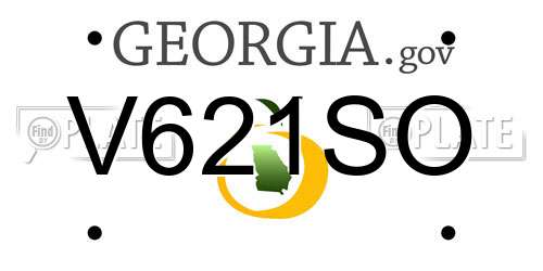 V621SO Georgia License Plate