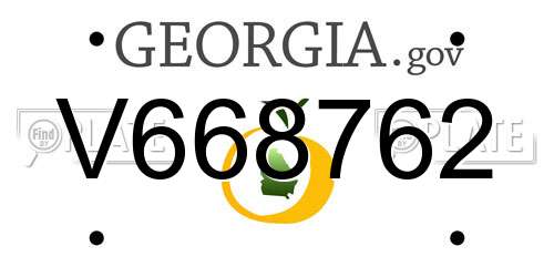 V668762 Georgia License Plate