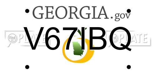 V67IBQ Georgia License Plate