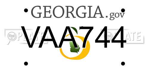 VAA744 Georgia License Plate