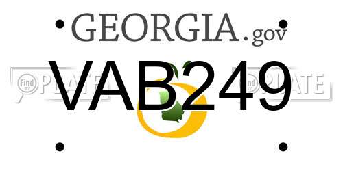 VAB249 Georgia License Plate