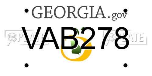 VAB278 Georgia License Plate
