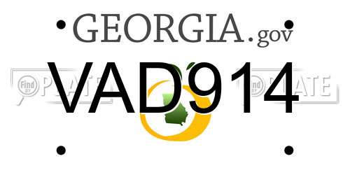 VAD914 Georgia License Plate