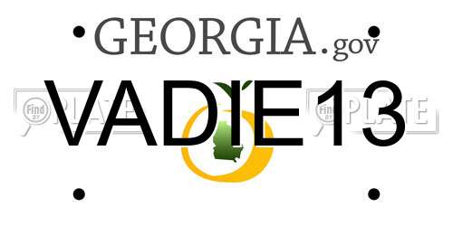 VADIE13 Georgia License Plate