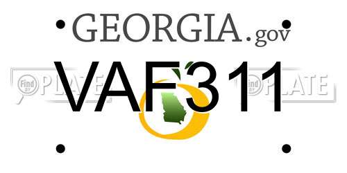 VAF311 Georgia License Plate