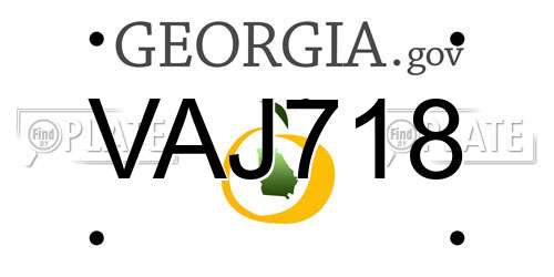 VAJ718 Georgia License Plate