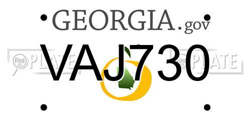 VAJ730 Georgia License Plate