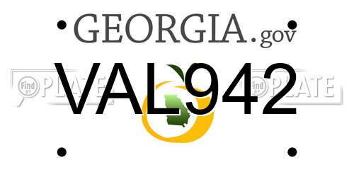 VAL942 Georgia License Plate
