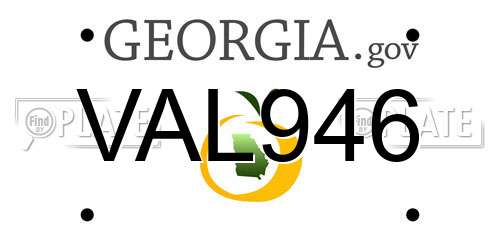 VAL946 Georgia License Plate