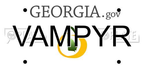 VAMPYR Georgia License Plate
