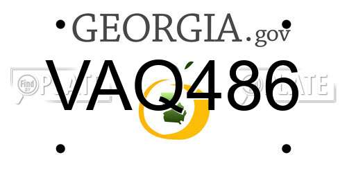 VAQ486 Georgia License Plate