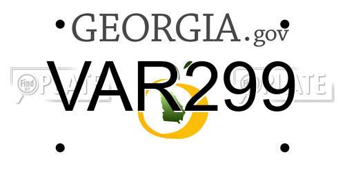 VAR299 Georgia License Plate