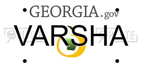 VARSHA Georgia License Plate