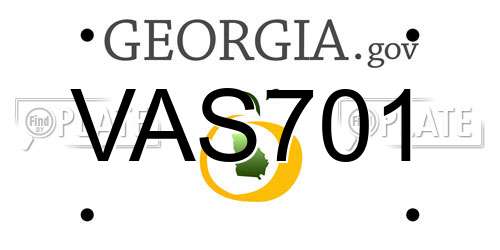 VAS701 Georgia License Plate