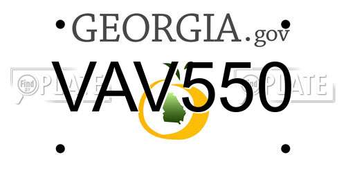 VAV550 Georgia License Plate