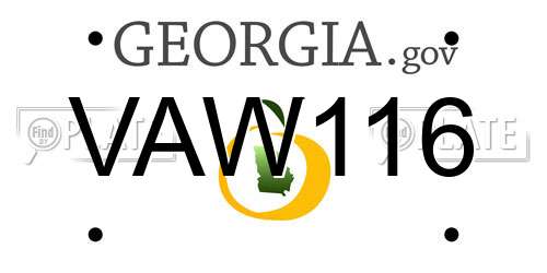 VAW116 Georgia License Plate