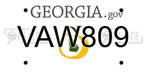 VAW809 Georgia License Plate