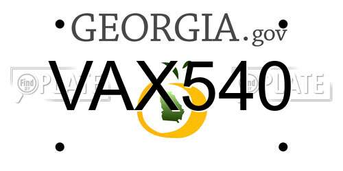 VAX540 Georgia License Plate