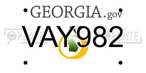VAY982 Georgia License Plate