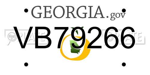 VB79266 Georgia License Plate