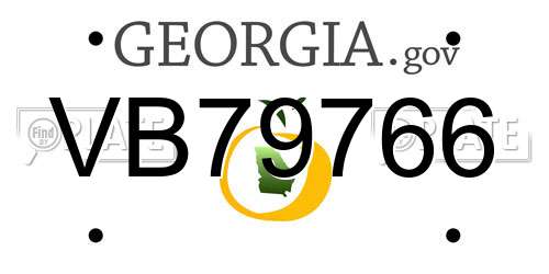 VB79766 Georgia License Plate