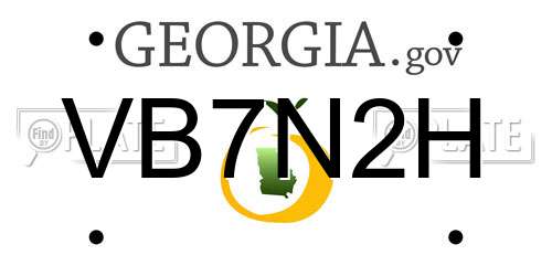 VB7N2H Georgia License Plate