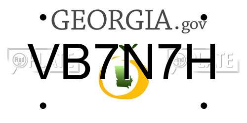 VB7N7H Georgia License Plate