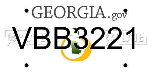 VBB3221 Georgia License Plate