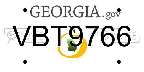 VBT9766 Georgia License Plate