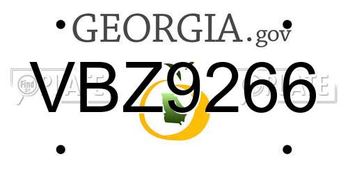 VBZ9266 Georgia License Plate