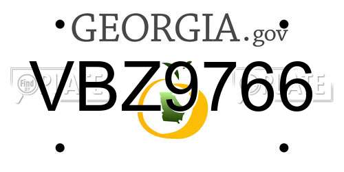 VBZ9766 Georgia License Plate