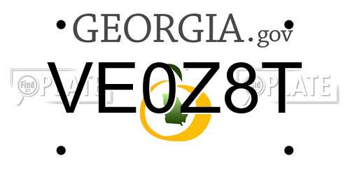VE0Z8T Georgia License Plate