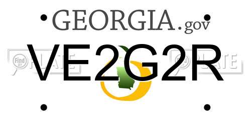 VE2G2R Georgia License Plate