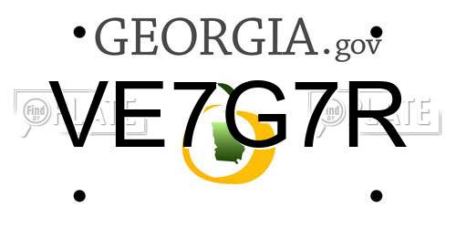 VE7G7R Georgia License Plate