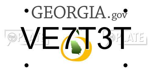 VE7T3T Georgia License Plate