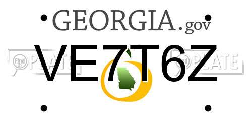 VE7T6Z Georgia License Plate