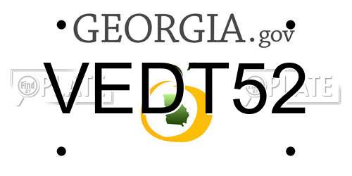 VEDT52 Georgia License Plate