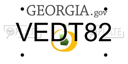 VEDT82 Georgia License Plate