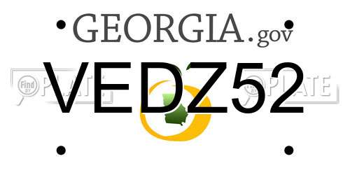 VEDZ52 Georgia License Plate