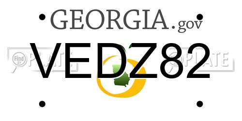 VEDZ82 Georgia License Plate